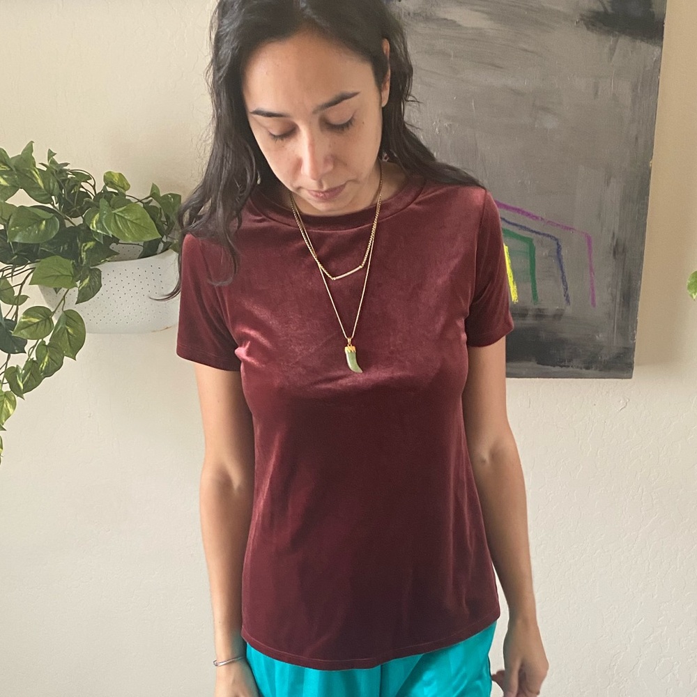 Burgundy velvet top